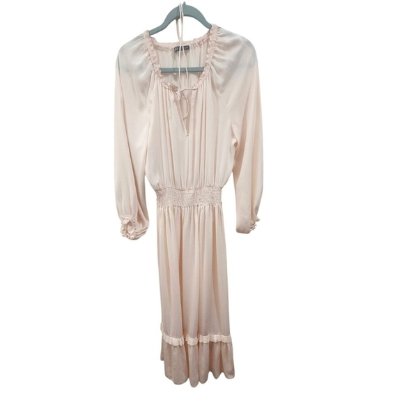 ZARA Peach Pink Maxi Pleated Voluminious Dress Size S - Picture 7 of 13